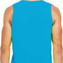 DEMOZU Men's Neon Running Tank Top - Bright Sleeveless Workout Shirt for Marathon, Gym & Rave Party (Blue, XL)