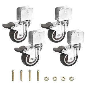 PATIKIL 2" Swivel Caster Wheels with 3/4" U Bracket, 4 Pack Mute Moving Swivel Wheel Replacement with Brake Total Load 165lbs for Cabinet Furniture Table