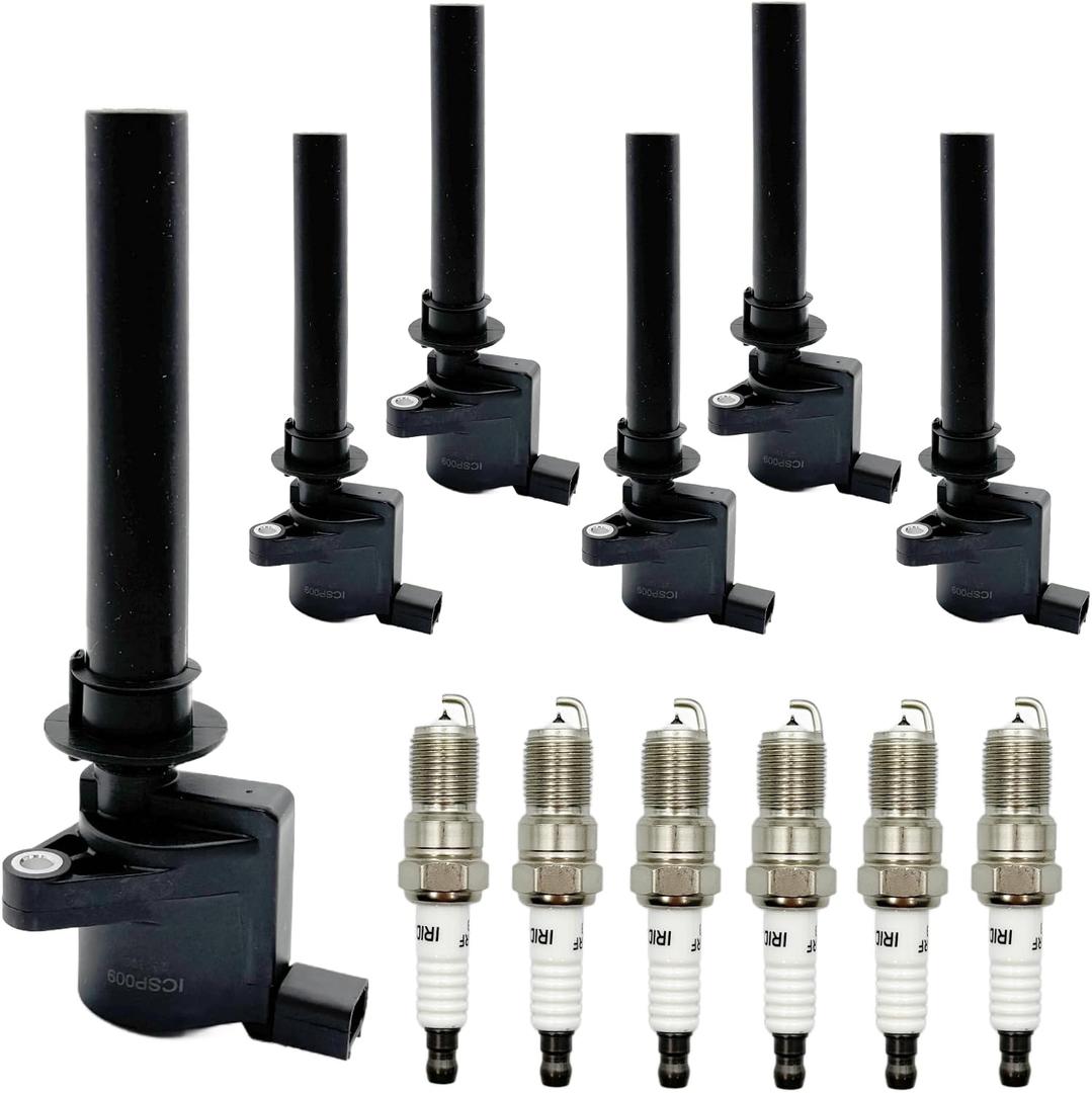 6pcs Ignition Coil and Spark Plugs Replacement for Taurus Escape Mazda Tribute Escape Taurus Sable Mariner Montego V6 3.0L