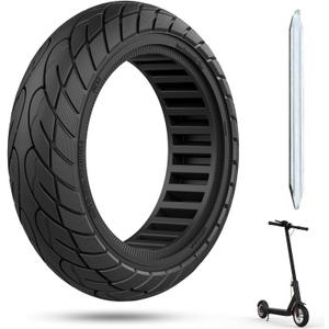 Cooryda 60/70-6.5 Scooter Tire, 10x2.50 Solid Scooter Tire 10 inch Electric Rubber Tubeless Wheels for Ninebot G30 Max / G30D Front or Rear Replacement Tires 1pc Black