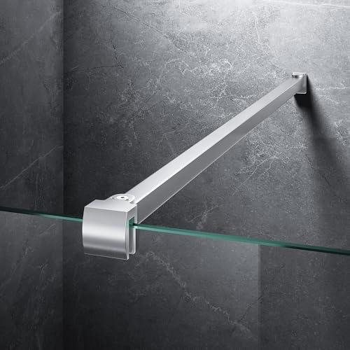 Frameless Shower Door Support Bar, Stainless Steel Wall-to-Glass Support Arm to Fixed Shower Glass Panel, for 1/4"-3/8" (6-10 mm) Door, 180° Pivot & Stow-Flat Mode (Brushed Nickel, 27.6-inch(700mm))