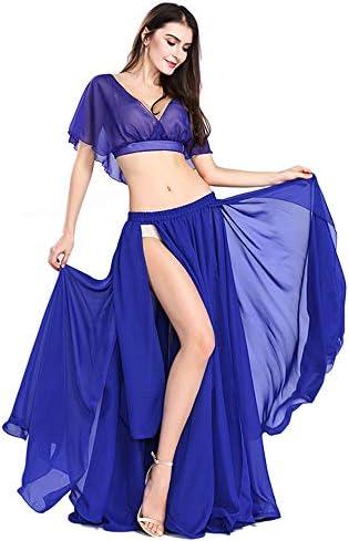 ROYAL SMEELA Belly Dance Costume Set for Women Chiffon Dancing Skirt and Tops Sexy Large Swing Dancing Skirts Dress One Size