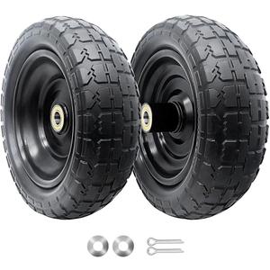 10-Inch Solid Replacement Tire and Wheel 4.10/3.50-4" - Flat Free Tires for Cart, Dolly, Hand Truck, Generator, Lawnmower, Garden Wagon with 5/8 Axle Bore Hole - Double Sealed Bearings (2)
