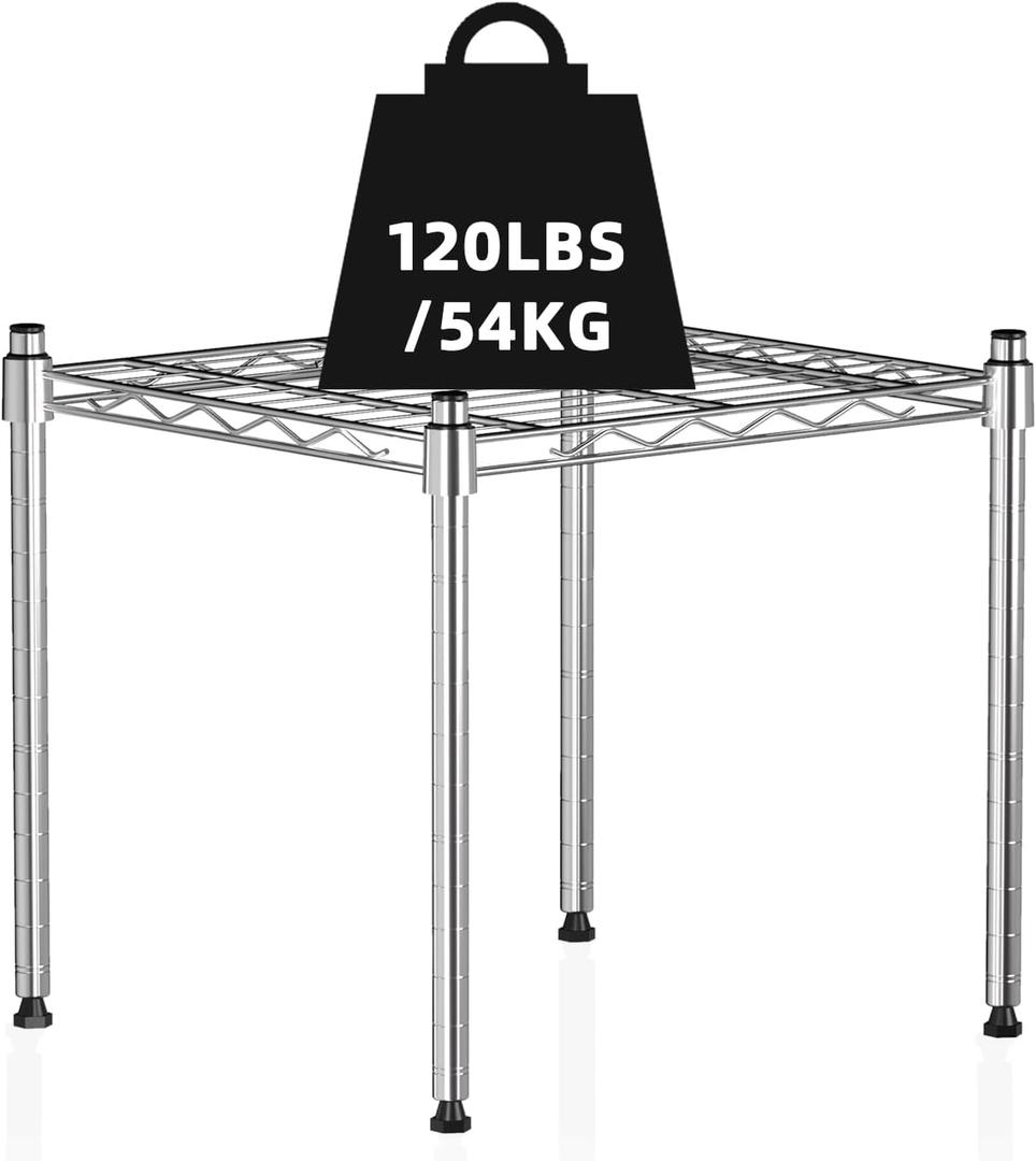 Stacking Shelf Adjustable, Stackable & Expandable, Heavy Duty Storage Shelving Unit, Cabinet Organizer Shelf (Silver-1-Tier)