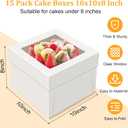 15 PCS Cake Boxes 10 Inch, 10x10x8 Tall Cake Box, 10 Inch Cake Box with Window, White Bakery Boxes, Large Baking Boxes, Cajas Para Pasteles, 10x10 Cake Boxes for Birthday, Wedding, Party, Business