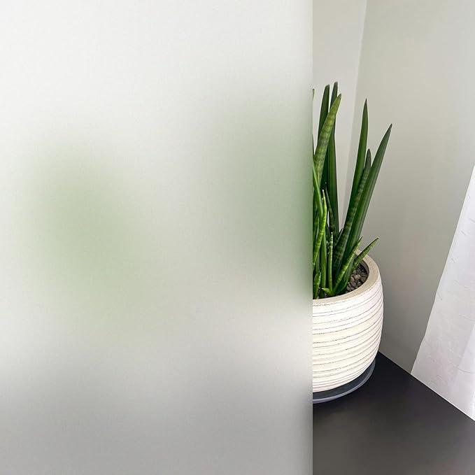 KESPEN Frosted Window Privacy Film Heat Control UV Sun Blocking Glass Stickers Static Cling Non Adhesive Door Coverings Decals for Bathroom Home Office, Frosted, 35.4 Inch x 16.4 Feet