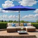 Ariiles 10ft Outdoor Patio Umbrella, Table Umbrellas with Steel Ribs, Push Button Tilt & Crank, Market Umbrella for Backyard & Pool, Dark Blue