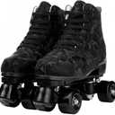 Risup Roller Skates for Womens and Mens 4 Wheel Roller Skates High-Top Shoes Classic Double-Row Roller Skates for Adult Women Men Girls Unisex (Black Camouflage with Black Wheel, 45=US:10)