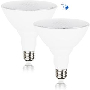 Radar Motion Sensor Light Bulbs - Par38 15W (100W Equivalent), E26 Base, Motion Sensor Bulb, Motion Light Bulbs Perfect for Outdoor, Garden, Garage, Yard, 5000K(Daylight), 2 Pack