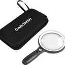 Large Magnifying Glass with 37 LED Light and Case, 10X 20X 45X Handheld Illuminated Lighted Magnifier with 3 Light Modes Rechargeable Magnifying Glass for Seniors Reading, Inspection (White & Black)