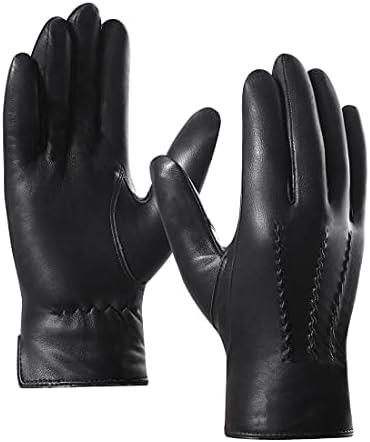Harssidanzar Leather Gloves for Men,Winter Sheepskin Driving Gloves Cashmere Lined (Black(100% Cashmere Lined, XL)