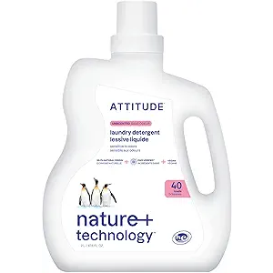 ATTITUDE Liquid Laundry Detergent, EWG Verified, HE Compatible, PlantBased & Vegan, Natural Laundry Soap, Unscented, 40 Loads, 67.6 Fl Oz