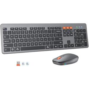 MEETION Wireless Keyboard and Mouse, Ultra Slim Multi-Device Bluetooth Keyboard Mouse, Low-Profile Full Size Keyboard, 1200-3200 DPI Mice, for Computer PC Laptop Tablet iPad, Windows/Mac/iOS