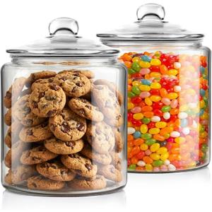 Masthome 2 Glass Storage Jars Set,1 Gallon Cookie Jar for Food Storage,Large Jar Food Storage Containers,Airtight Glass Jars with Lids for Kitchen Counter Pantry Well Organization