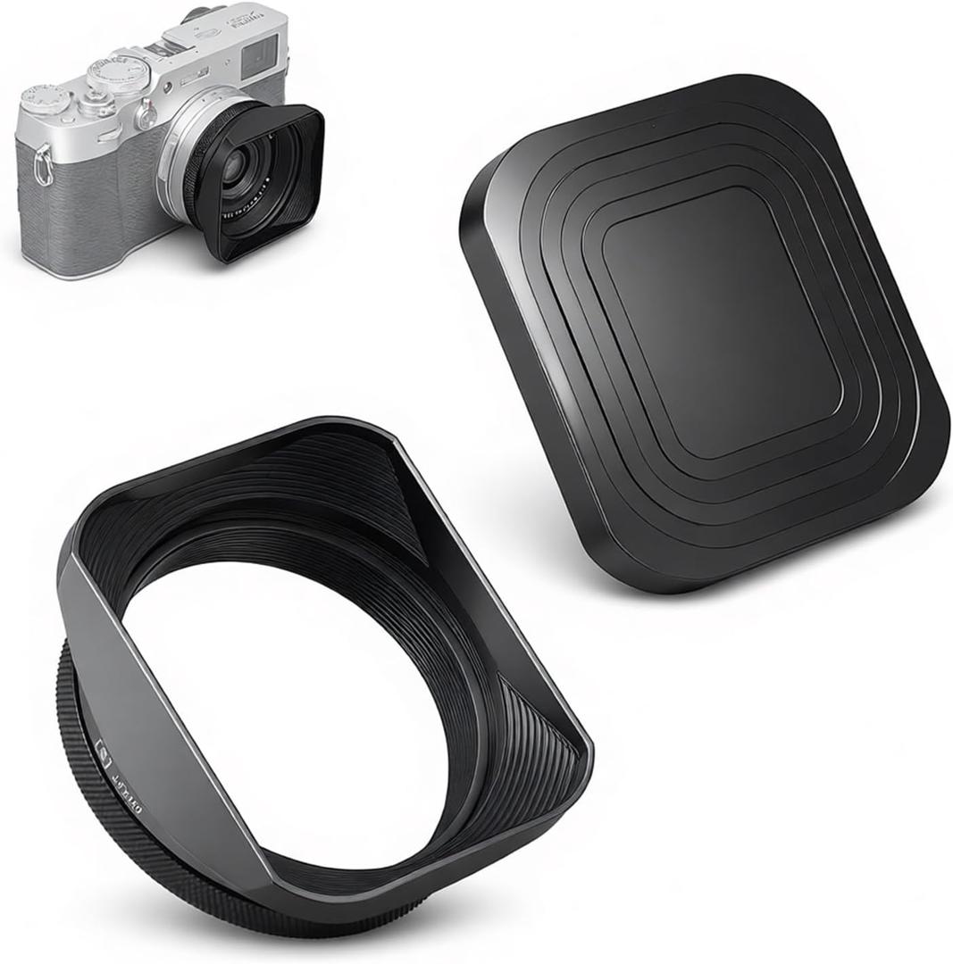 X100VI Lens Hood Shade，with Cap and 49mm Adapter Ring Kit for Fuji X100VI Fujifilm X100V X100F X100 X100S X100T X70 Camera (Black)