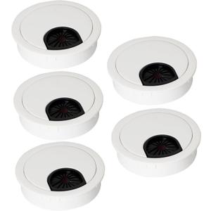 Signite 5 Pcs Plastic Desk Cable Grommet 2-1/2" Durable Desk Hole Cover for Wire Management, Desks Cord Grommet for Workstations, Tables, Countertops 60mm Hole Cover for Home & Office Use - (White)