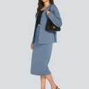 Casly Lamiit Women's 2 Piece Midi Skirt Sets Business Casual Outfits Long Sleeve Cardigan Matching Dressy Suits (S)