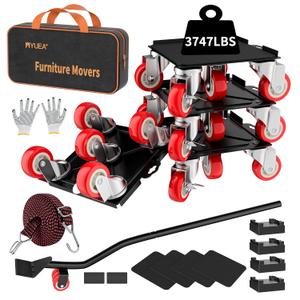 MYUEAUpgrade Large Furniture Dolly,Furniture Movers with 5 Wheels,Carbon Steel Panel Heavy Duty Dolly,Furniture Lifter with 5 360 Rotatable Rubber Universal Wheels,Maximum Load 3747 LBS(Oversize) (8.26x7.87 IN, Black)