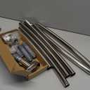 YNL Curved Shower Curtain Rod 35-82In(2.9-6.8Ft), Brushed Nickel Rounded Rustproof Shower Rod for Bathroom Bathtub, Arched Shower Rod, Never Rust|Extra Space|Non-Slip|Expandable|Need to Drill