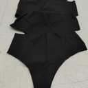 Cotton Thongs for Women High Waisted Seamless No Show Thong Stretchy Comfort Panties S-XL (Medium, Black-6 Pack)