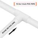 3 Way 3" PVC Tee Pipe Fittings Adapter (Socket x Socket x Socket) Furniture Grade SCH40 3 Inch PVC Elbow Pipe Connector for DIY PVC Shelf Garden Support Structure Storage Frame
