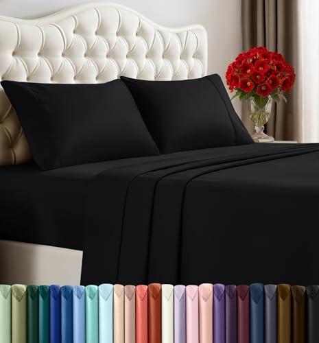 Bedding Set –  Includes 1 Fitted Sheet, 1 Flat Sheet (Black)