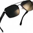 Joopin Square Aviator Sunglasses for Men Women Retro Pilot Sun Glasses Polarized UV Protection Double Bridge Shades (Black Frame Black Lens)