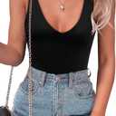 SAUNGKUAI Women's Bodysuit Plunge Deep V Neck Backless Sleeveless Going Out Tank Tops Thong Body Suits Leopard (Black, L)