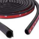 3/8"1/4" D-Shape Weather Stripping 25FT Heavy Duty Rubber Seal Weatherstrip(Self-Adhesive) Hollow with Bulb Door Gasket Strip for Automotive Truck RV Window Door Soundproofing (25Feet)