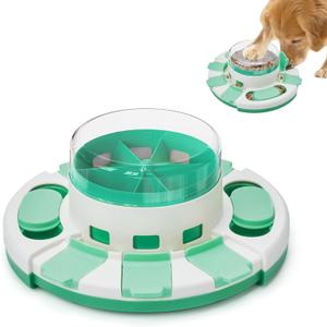 Potaroma Dog Puzzle Toy 2 Levels, Slow Feeder, Pup Food Treat Feeding Dispenser for IQ Training and Entertainment for All Breeds (Green White) (Green White)