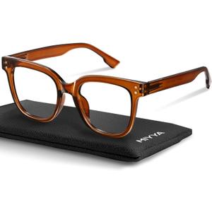 miyya Blue Light Glasses for Women & Men  Oversized UV & Blue Light Blocker Chunky Frames, Stylish Eyewear Accessories (Mocha (Transparent))