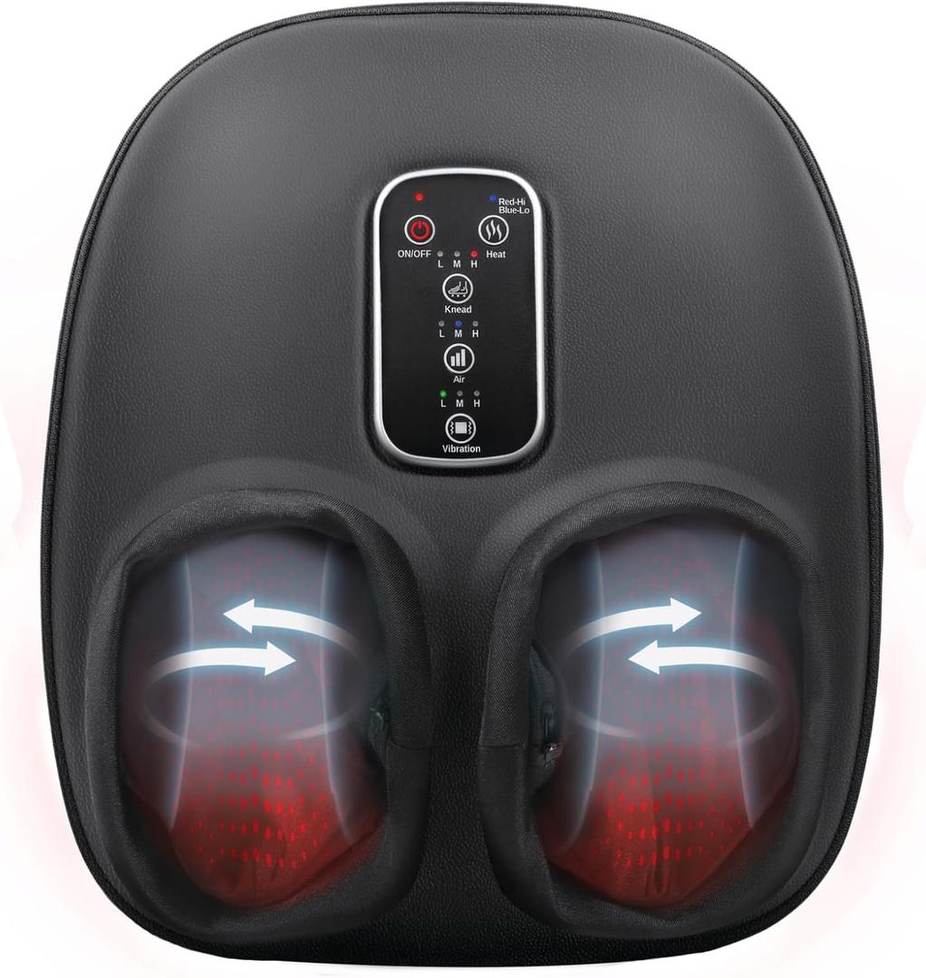 Homedics Shiatsu Foot Massager with Heat, Air Compression & Vibration, 3 Intensity Levels, Toe-Touch Controls, Removable Washable Inserts