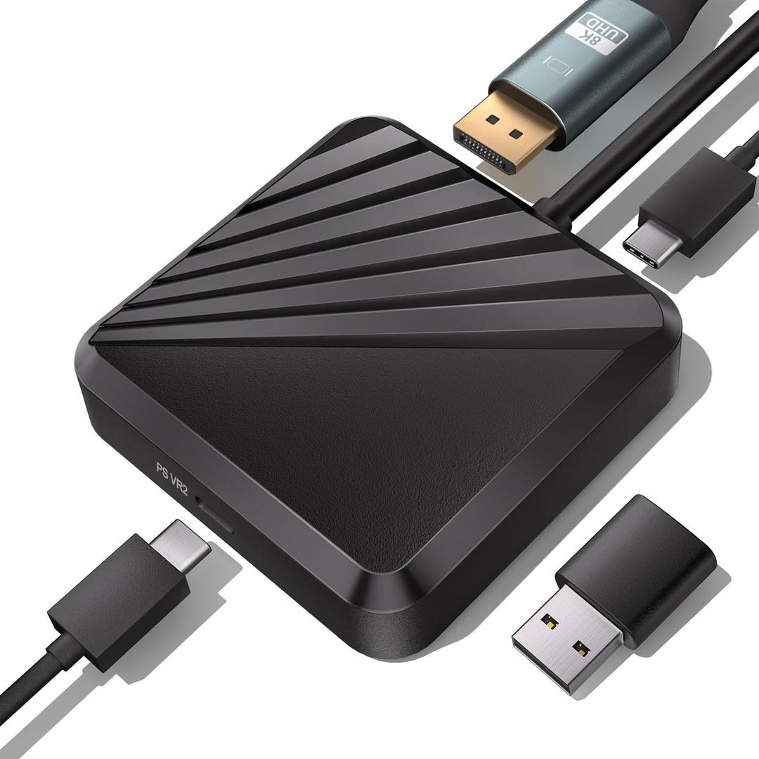 PSVR 2 PC Adapter with Bluetooth and Accessories Kit. Includes Expandable Power Adapter and Custom Bluetooth Receiver, DP 1.4 Cable & 15W Power Supply. Expand The PSVR2 Game Library Stable