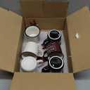 6 Pcs Christmas Mini Coffee Mugs Gifts with Plaid Ribbons Red Black Plaid Xmas Tree Truck 5 oz Christmas Ceramic Cups for Tiered Tray Decor Holiday Party Bar Kitchen Decorations