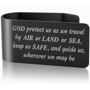 2 x God Protect Us As We Travel by Air or Land Black Visor Clip for Cars, Driving Safe Christian Gifts for Driver Family Friend, Car Accessories for Religious, Traveler's Prayer Travel Protection