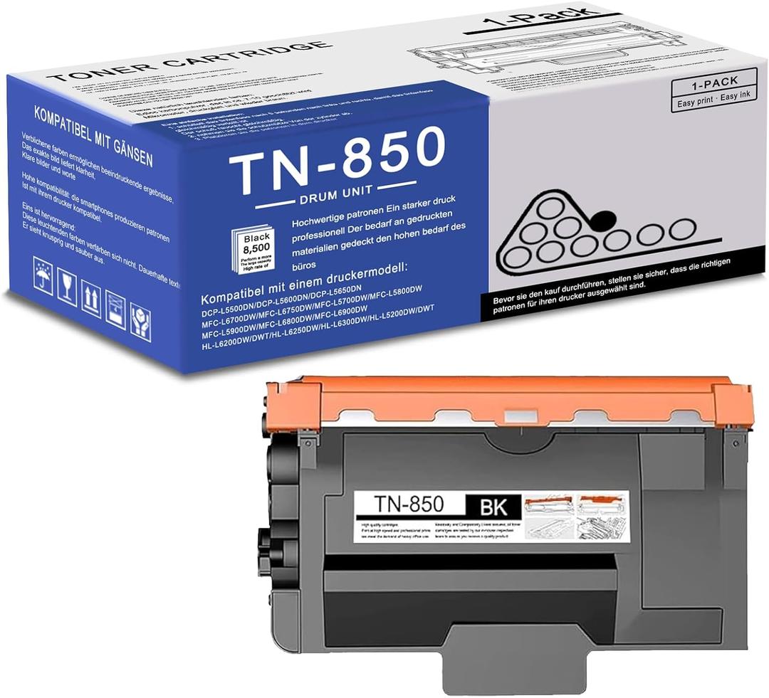 1 Pack TN850 TN-850 High Yield Black Toner Cartridge Compatible TN850 Replacement for Brother DCP-L5500DN L5600DN MFC-L6700DW L6750DW L5700DW L5800DW L5900DW L6800DW HL-L6200DW/DWT L6250DW Printer