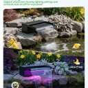 POPOSOAP 8inch Pond Waterfall Spillway with RGB LED Lights & 660GPH Pond Pump- APP/Remote Control, 304 Stainless Steel Pond Spillway with 9.8FT Tubing for Garden Ponds Landscape Water Features-P42DY