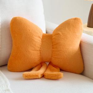 Xuyier Bow Pillows, Bow Shaped Decorative Throw Pillows for Couch Bed, Aesthetic Cute Home Decor Accent Pillows (Orange, Small-12 Inches)