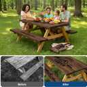 Dntorx Picnic Table Cover with Bench Covers and Bag, 72in Camping Tablecloth, Waterproof Windproof Elastic Edges Fitted Rectangle Tables RV Gear Campers Must Have(Brown