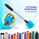 Holikme Bottle Brush Tube Cleaning Lab Set with Long Handle, Cup Cleaner for Washing Narrow Neck Beer Wine Decanter Pipes Lids Sinks Cap Covers, White