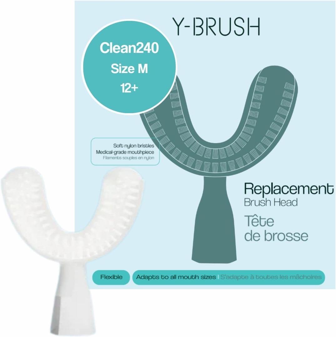 Y-Brush New Clean240 Brush Head (Replacement) - Adult 12+ (Brush Head for Ultra, Essential, DuoBrush - White) Y-Shaped Brush - Flexible - to Be Replaced Every 4 Months