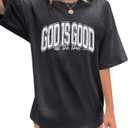 God is Good Shirt Christian Shirts for Women Oversized Jesus Religious Gift Tops Bible Verse Inspirational Tee (Gray, M)