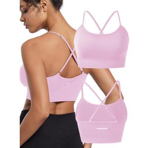 Women's Crossback Mid Impact Sports Bra with Removable Cups - Medium Support, Racerback Design (Blue)