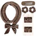 Yanibest Heatless Hair Curler, No Heat Hair Curlers to Sleep in, Overnight Satin Heatless Curling Set with Hair Scrunchies Clip, for All Hair types (Brown)