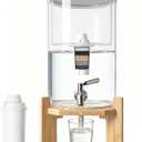 water filter dispenser Countertop water purifier System 2.1 Gallon Glass water filter with Wooden Stand and 1 Filters for Home and Office