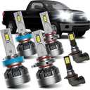 AWALITED Fits for 2007-2013 Toyota Tundra High Low Beam Fog Lights Bulbs Combo, 6000K White Plug-and-Play Super Bright Bulbs, Pack of 6