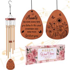 Aunt Gifts Wind Chime - Aunt Birthday Christmas Mother's Day Thanskgiving Gifts for from Niece Nephew, Auntie Wind Chimes for Outside Garden Patio Porch Decor