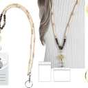 Lanyards for ID Badges Lanyards for Keys Teacher Lanyard with ID Holder Retractable Lanyard Cute Badge Lanyards (Amazonite- Wooden)