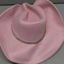 Keilin Rhinestone Cowgirl Hat Disco Cowboy Hat Felt Western Nashville Bachelorette Party Hat for Teens and Adults (6 3/4-7 3/8, Pink)