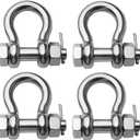 Stainless Steel D Ring Shackles 1/4" 5/16" 3/8" 1/2 inch 316 SS Heavy Duty Boat Anchor Shackle Marine Grade Bow Shackles with Cotter Pins